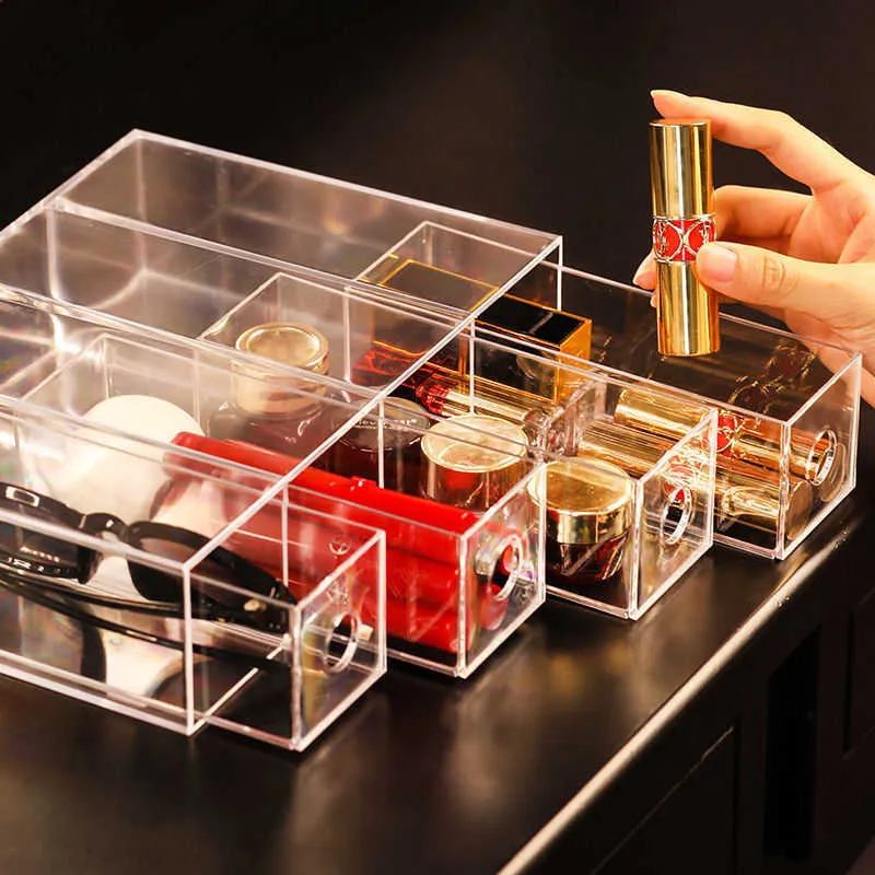 Kosmetik Organizer Multifunktionale Aufbewahrungsbox Transparent Acryl Lippenstift Make-up Pinsel Home Office Schreibwaren Stift 210922