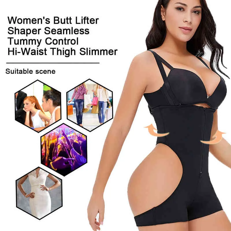 SEXYWG Butt Lifter Ventre Contrôle Culotte Butin Tirant Sous-Vêtements Corps Shaper Taille Formateur Corset Shapewear Plus La Taille 211218