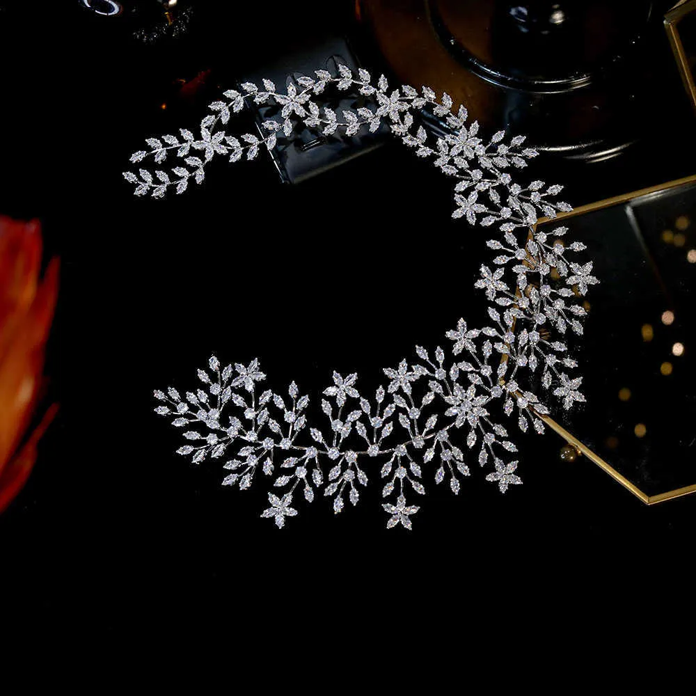 Asnora lyxig högkvalitativ flexibel kristallbröllopshuvudband, brud turbanjewelry krona bröllop hår tillbehör till kvinnor x0625