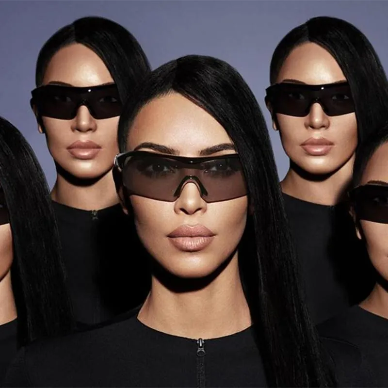 Solglasögon mode stora ram överdimensionerade kvinnor kim stora platta toppsolglasögon trendiga gradient nyanser zonnebril dumers285d
