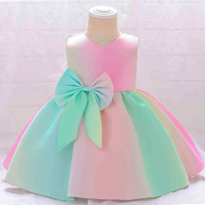 2021 été nouveau-né baptême 1 an anniversaire robe pour bébé fille coloré princesse robes robe de soirée enfant Costumes dégradé G1129