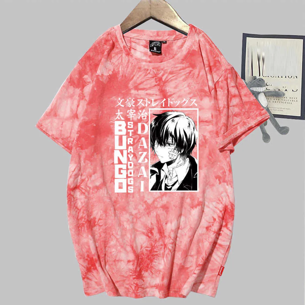 Bungo Stray Dog Anime T-shirt à manches courtes O-cou Tie Dye Uniex Y0809