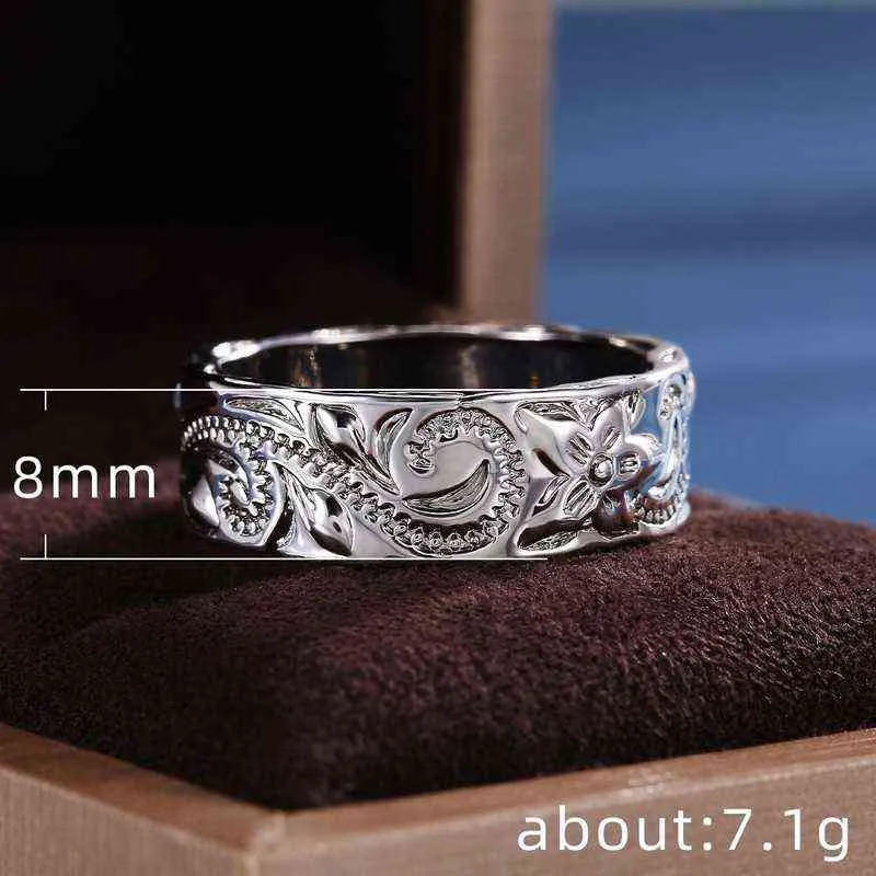 Мода серебряный цвет тиснение цветочные цветочные ветви листья узор пальца кольцо для женщин вечеринка свадьба обручальные украшения G1125