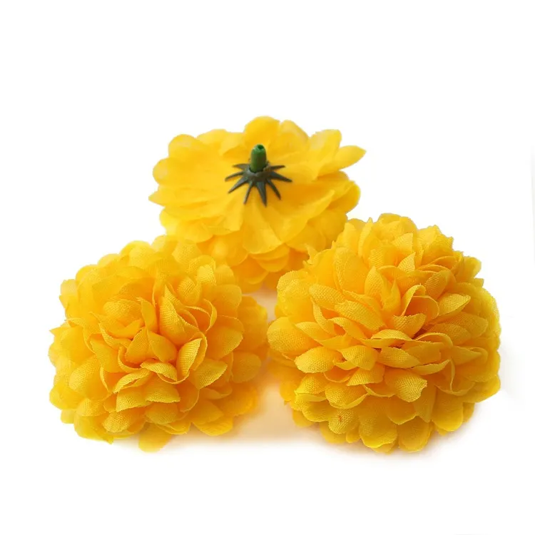 Cloth Artificial Flowers 5cm DIY Ball Chrysanthemum Flower Head Wedding Garland Straw Hat Accessories