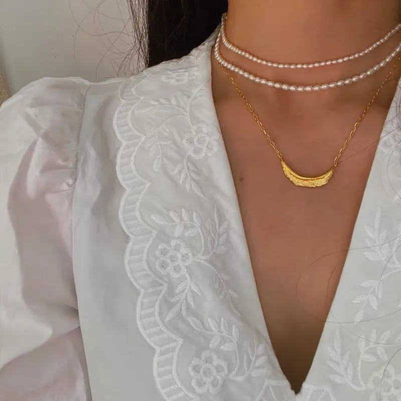 Baroqueonly AAAAA Natural Millet Netclace netclace Small Collarbone Chain Choker Stain 14k Gold Wrapping Making Joker Strap NVD 2201261835