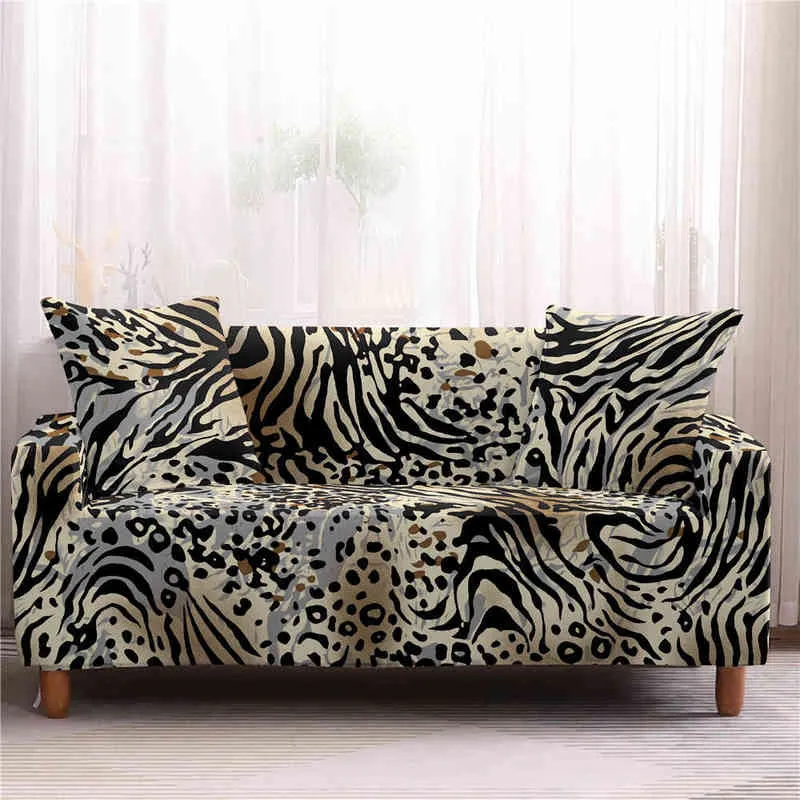 Leopard Print Rettlet Diva Slipcovers Упругая оберка All-Inclusive Count Cound для гостиной 1/2/3/4 Seater Life 211207