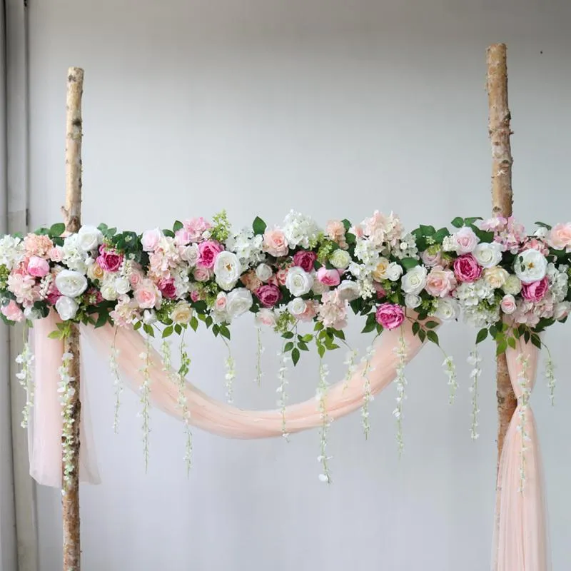 Couronnes de fleurs décoratives personnalisées roses, arrangement floral de mariage, arc de coin artificiel, vigne de fleur, fenêtre de centre commercial, fête 270H