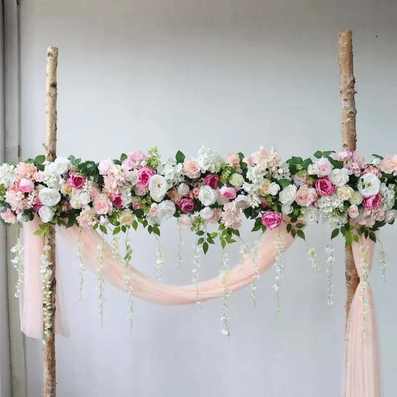 Ghirlande di fiori decorativi Personalizzati Rosa Matrimonio Composizione floreale Arco Angolo artificiale Fiore Vite Finestra Centro commerciale Festa 300v