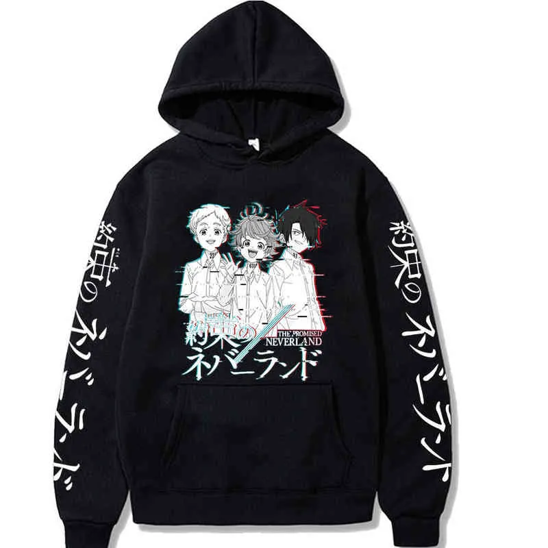 The Promised Neverland Print Hoodie Japanese Graphic Anime Harajuku Friend Hoodie Emma Norman Ray Hoodie Sweatshirt Clothes Top H1227