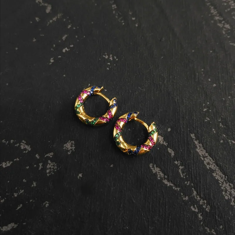 Amas – boucles d'oreilles multicolores en argent S925, copie de charme 1:1, avec formes géométriques, marque de luxe pour femmes, bijoux Monaco