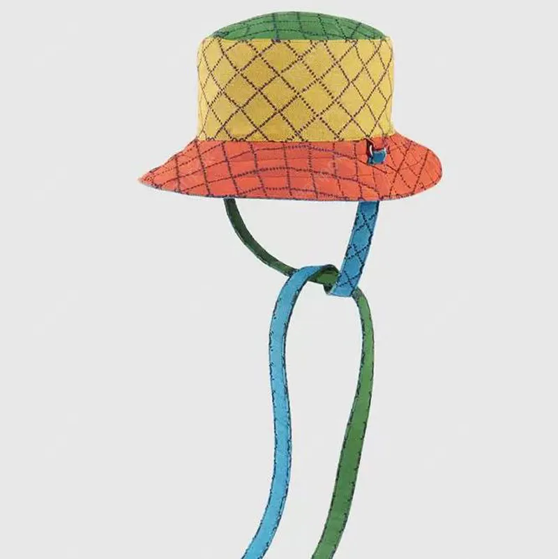 Mens Multicolour Reversible Canvas Emmer Hoed met riem Mode Ontwerpers Caps Hoeden Dames Past Hat Bonnet Muts Casquetts