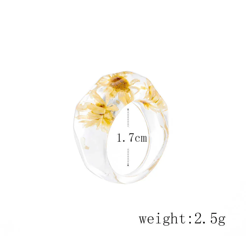 Lost Lady Fashion Прозрачные массивные кольца из эпоксидной смолы Симпатичные многоцветные кольца на палец из сушеных цветов для женщин Ювелирные изделия для вечеринок Подарки Q075993947