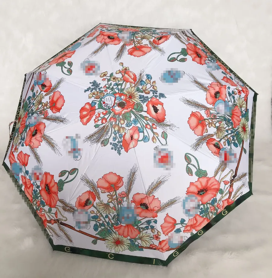 Blumendruck, Designer-G-Regenschirm, geeignet für Sonne, Regen, Damen-Sonnenschirme, Mädchen-Klappschirme, Geschenkideen für Damen