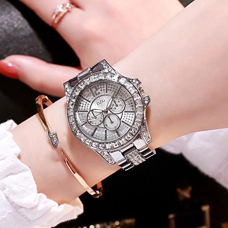 Wristwatches Womens Watches Diamond Top Brand Designer Stainless Steel Ladies Rose Gold Quartz Wristwatch Drop 2021234q