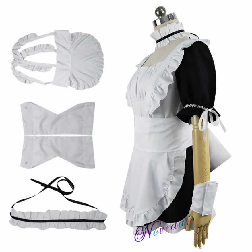 Amine noir Sexy mignon Lolita femme de chambre française Cosplay Costume robe filles femme Yosuga No Sora serveuse femme de chambre Costume de fête Y0903