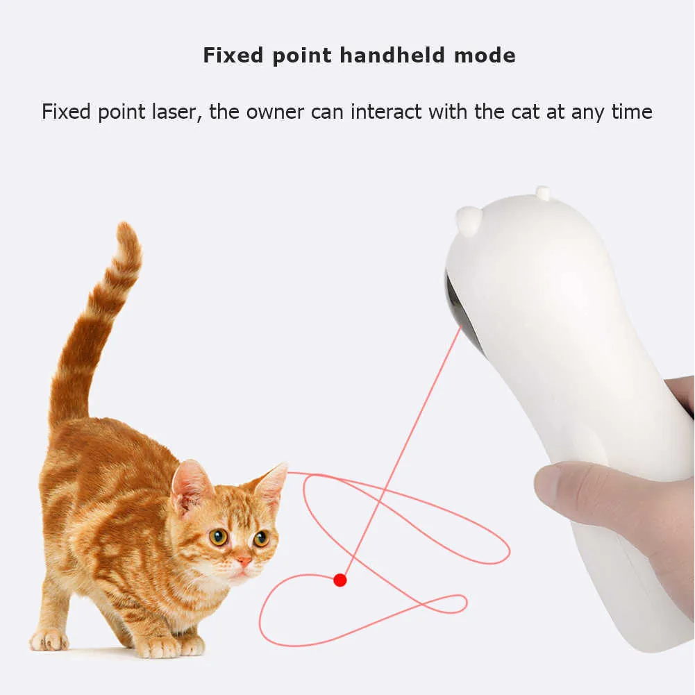 Automatiska kattleksaker Interaktiv Smart Teasing Pet LED Laser Rolig Handhållen Leksaker Läge Elektroniskt husdjur för alla katter LaserLampje Kat 210929