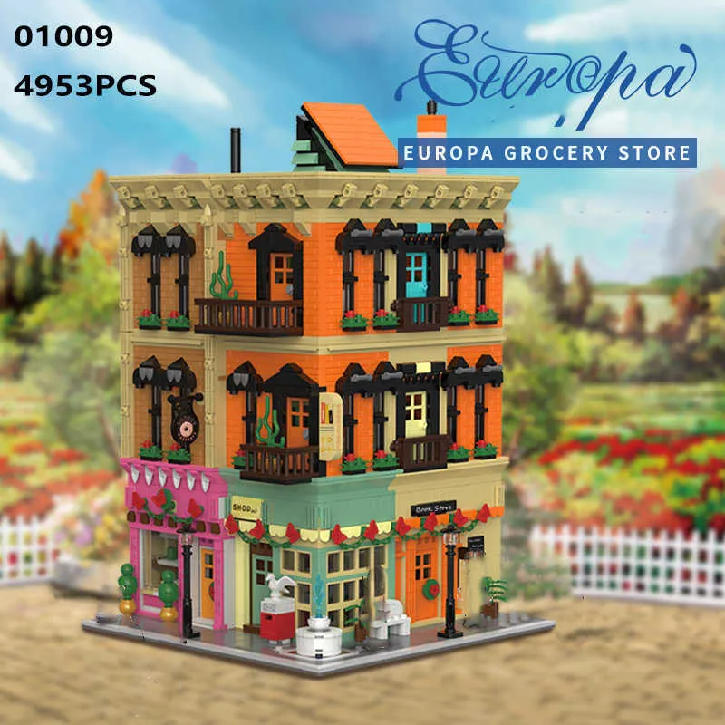 2020 New Europa Street Toy Store Dining Flowers Room Grocery XB01010 Bloc de construction Briques CitIes Jouets pour enfants Cadeaux de Noël X0902