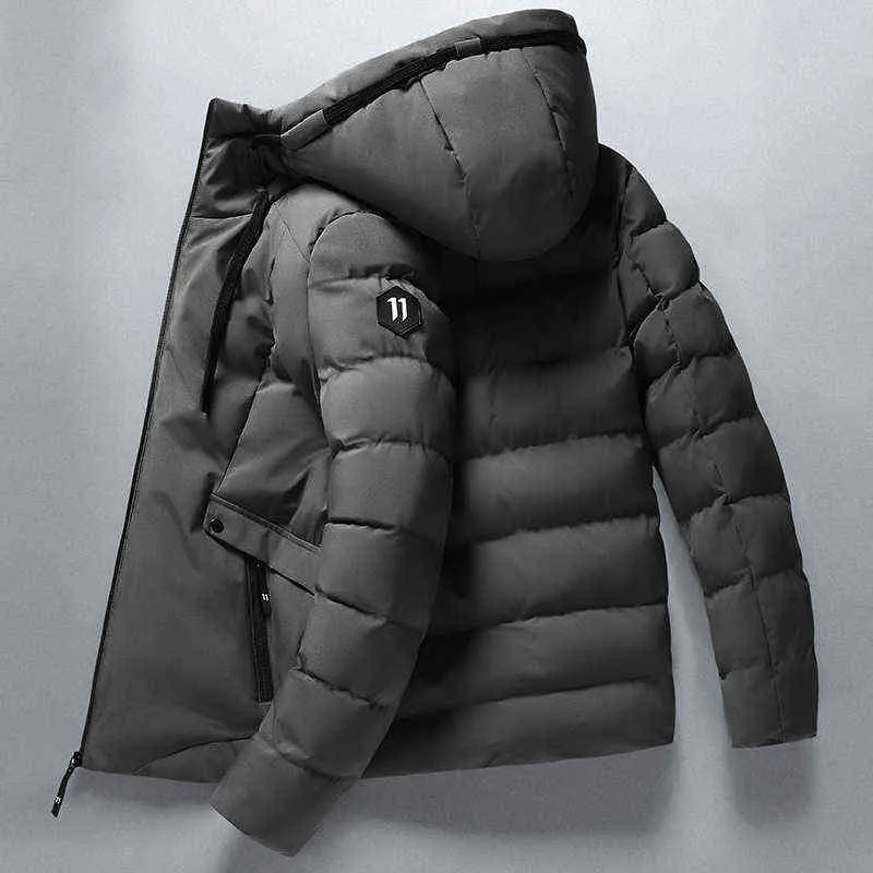Mode hiver veste hommes à capuche Parka chaud coupe-vent manteau mâle épaissir vestes à glissière s solide vers le bas manteaux M-4XL 211214