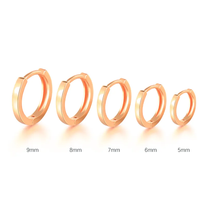 Minimalism Hoop Earrings Pendientes Round Glossy for Women Cartilage 925 Sterling Silver Fine Jewelry 5/6/7/8/9mm