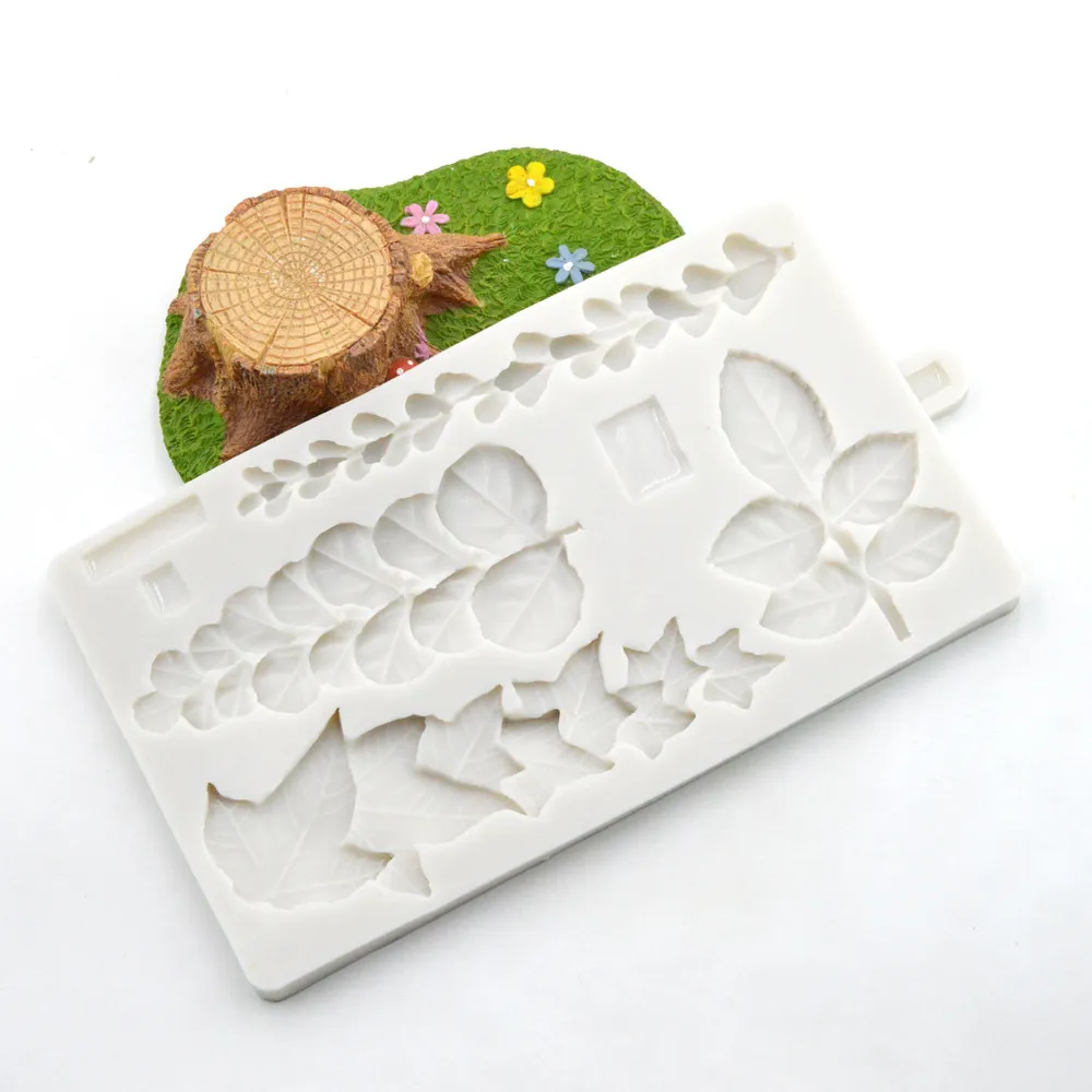 Succulent Ivy Rose Eucalyptus Leaves Silicone Mold Trailing Mögel Fondant Cake Dekorationsverktyg Sugarcraft Flower Tools K891 210225