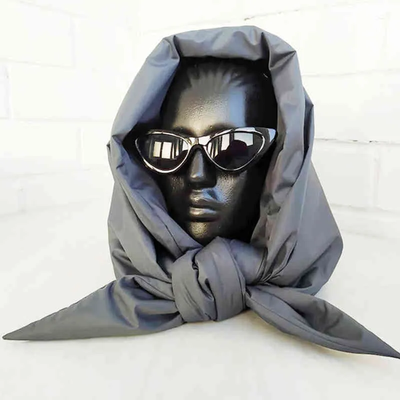 Fashion Quilted Headscarf Puffer Scarf Triangle Shawl Hood Scarf