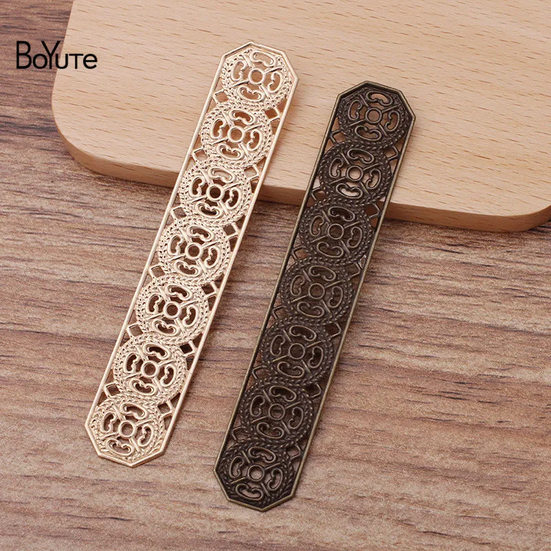 Boyute 30 stycken 82 15mm Metal mässing Stamping Plate Filigree DIY Handgjorda smyckesfyndkomponenter235T