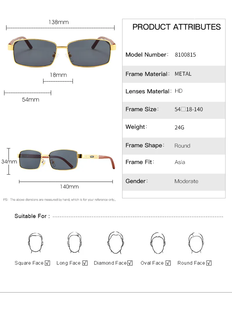 lunettes de soleil design mode hommes femmes or et argent plein cadre rond bois métal rectangle cadre optique gris brun transparent L192W