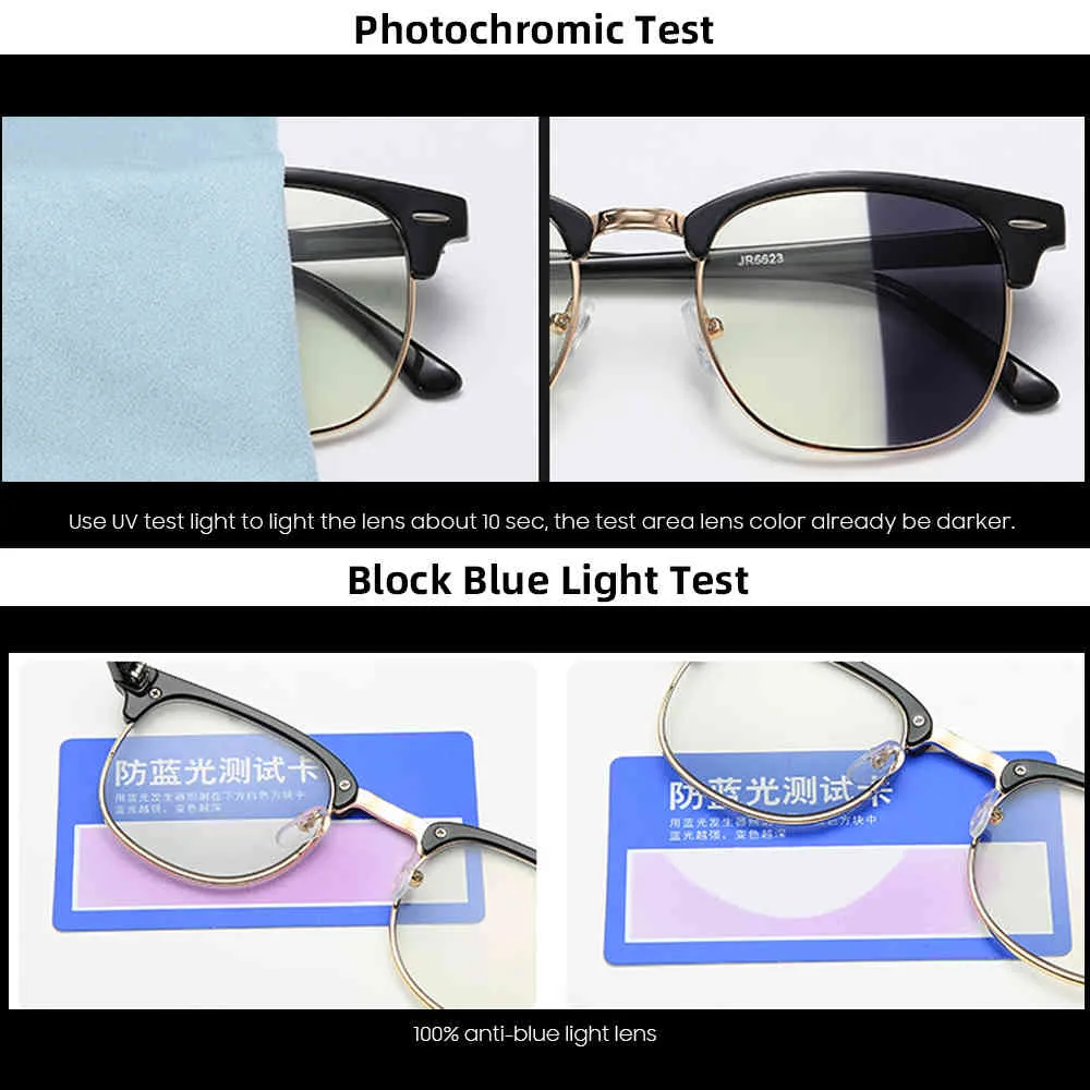 Classic Phochromic Lens Blocking Blue Light Glasses Men Color Changing Computer Gaming Square Anti Bluelight Women Eyeglasses
