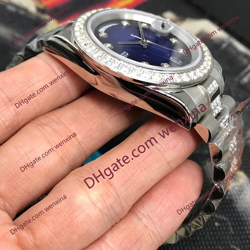 Montre de luxe en diamant 41mm montre étanche.bracelet en diamant Montres mécaniques bleu montre de luxe 2813 montres automatiques en acier pour hommes