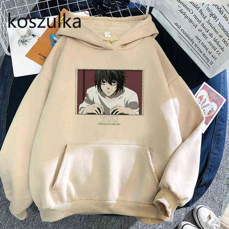 Anime Death Note bluzy Harajuku Cartoon codzienna bluza z kapturem wiosna jesień Kawaii swetry z kapturem bluzy Student bluza polarowa z kapturem Y1121