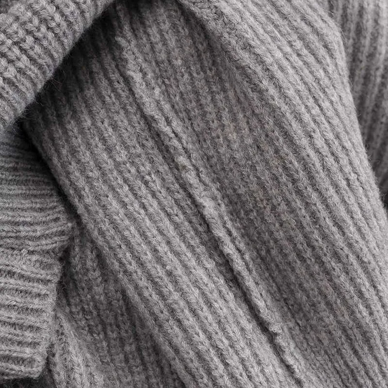 Aelegantmis Vintage capuche tricoté pull côtelé femmes dentelle confortable surdimensionné pull décontracté lâche pulls coréen chic petit ami 210607
