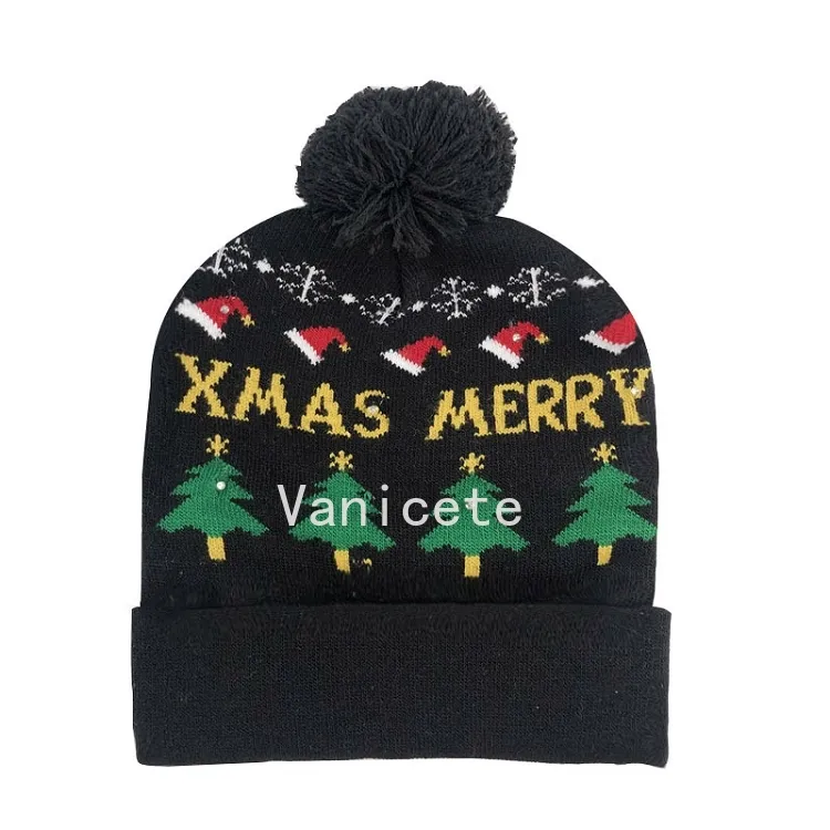 Partyhüte 10 Stil LED Weihnachtsstrickmütze 23 * 21 cm Kinder Mama Winter Warme Mützen Hirsch Weihnachtsmann CapsT2I52445
