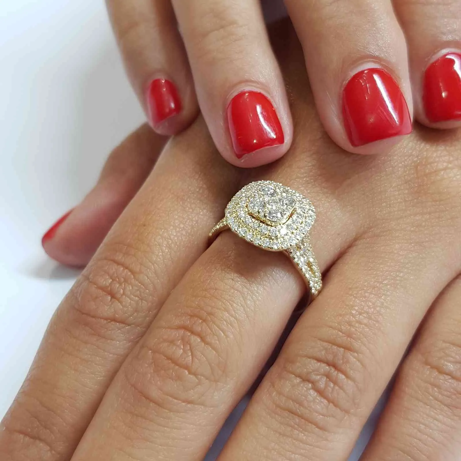 Женское кольцо из желтого золота 14 К, 2 карата, квадратный драгоценный камень Bizuteria, серебро 925 пробы, ювелирные изделия Bague, кольца с бриллиантами, коробка для женщин