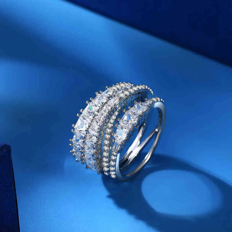 Malanda Top Doskonałe Cyrkon Helix Pierścienie Dla Kobiet Moda Luksusowy Wedding Party Akcesoria Biżuteria Dziewczyna Mama Prezent 211217