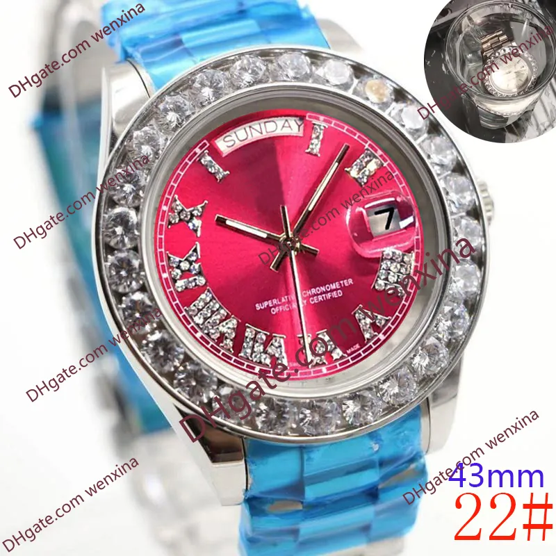 20 цветных высококачественных часов 43 мм автоматические механические часы montre de luxe часы из нержавеющей стали 2813 с бриллиантами водонепроницаемые мужские часы