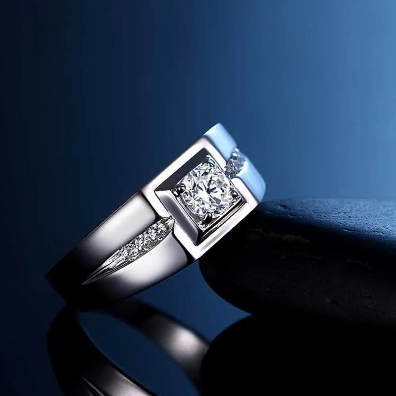 Прекрасный мужчина 925 серебряный серебряный серебряный кубический циркония обручальное кольцо для мужчин кольца кольца ювелирные изделия размер подарка 6121537324