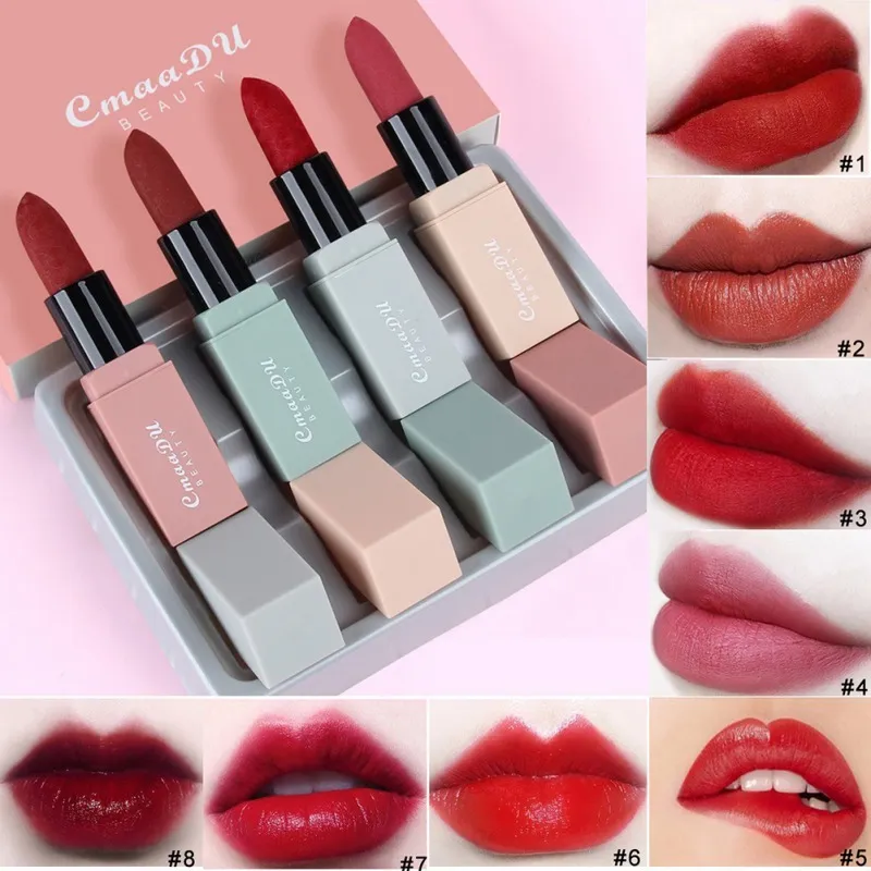 4 teile/satz Lippenstift Set Sexy Flüssigkeit Lip Gloss Matte Langlebige Wasserdichte Kosmetische Schönheit Halten 24 Stunden Make-Up lipgloss