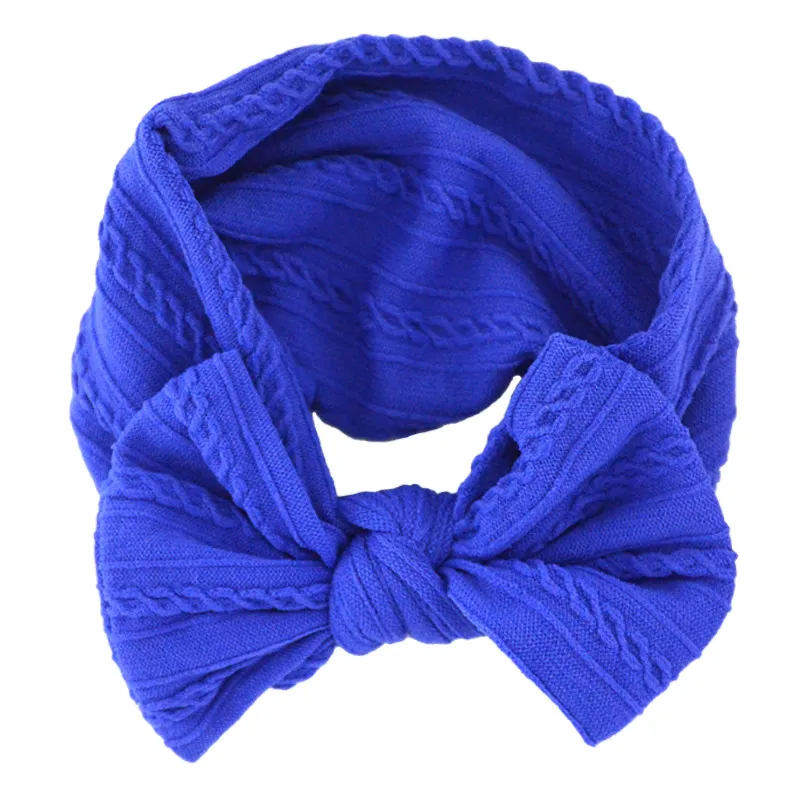 24 couleurs ramasser le bandeau en Nylon tricoté par câble côtelé, bandeaux élastiques en Nylon doux, bandeau noeud noeud enfants filles chapeaux