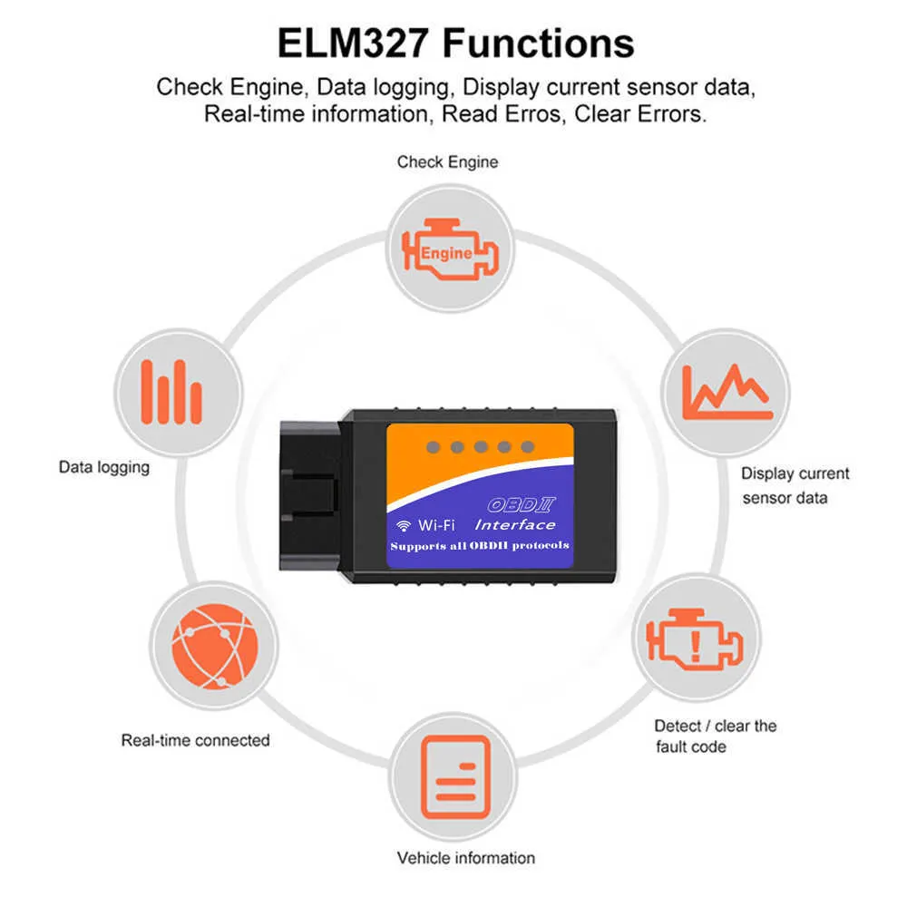 New OBD2 WIFI ELM327 V 1.5 Scanner for iPhone IOS Auto OBDII Scan Tool OBD 2 ODB II ELM 327 V1.5 WIFI ODB2 autoscanner