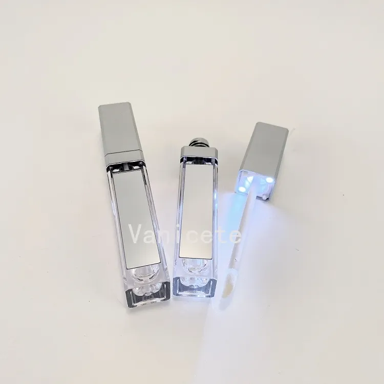 Tubes de glaçage à lèvres carrés de 7 ml, bouteilles LED avec miroir lumineux, tube de couleur de lèvres dorées brillantes, bouteilles de sous-embouteillage DIY T2I52499