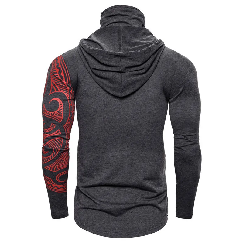 Men met lange mouwen S Hoodies met printmasker Zwart grijze elasticiteit Coat Moto Biker Style Cool Sweatshirts Men Dunne Hoodies LJ200826