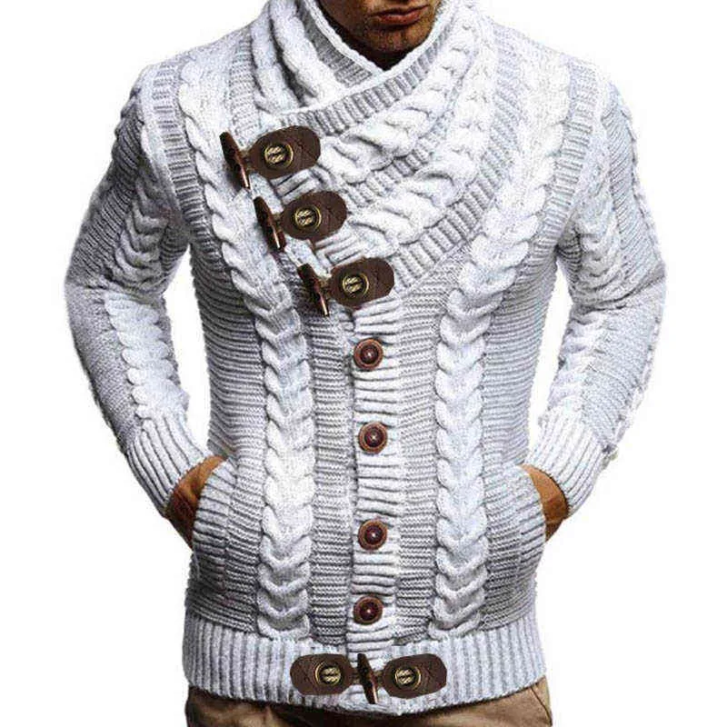 Autumn Winter Turtleneck Sweater Men Casual Solid Knitted Cardigan FullSleeve Slim s Oversized Sweaters Coat men 220108