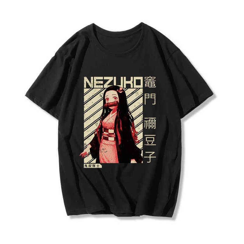 Demon Slayer Kimetsu No Yaiba T-shirt con stampa Estate da donna New Chic Harajuku Anime giapponese T-shirt gotica allentata di grandi dimensioni Top G220228
