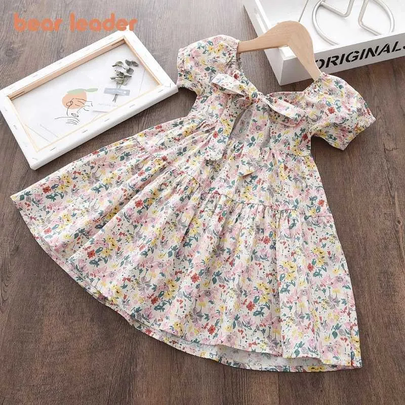 Bear Leader Baby Girls Princess Party Dresses Summer Baby Fashion Floral Bowtie Cute Dress Kids Casual Sweet Vestidos For 2-7Y 210708