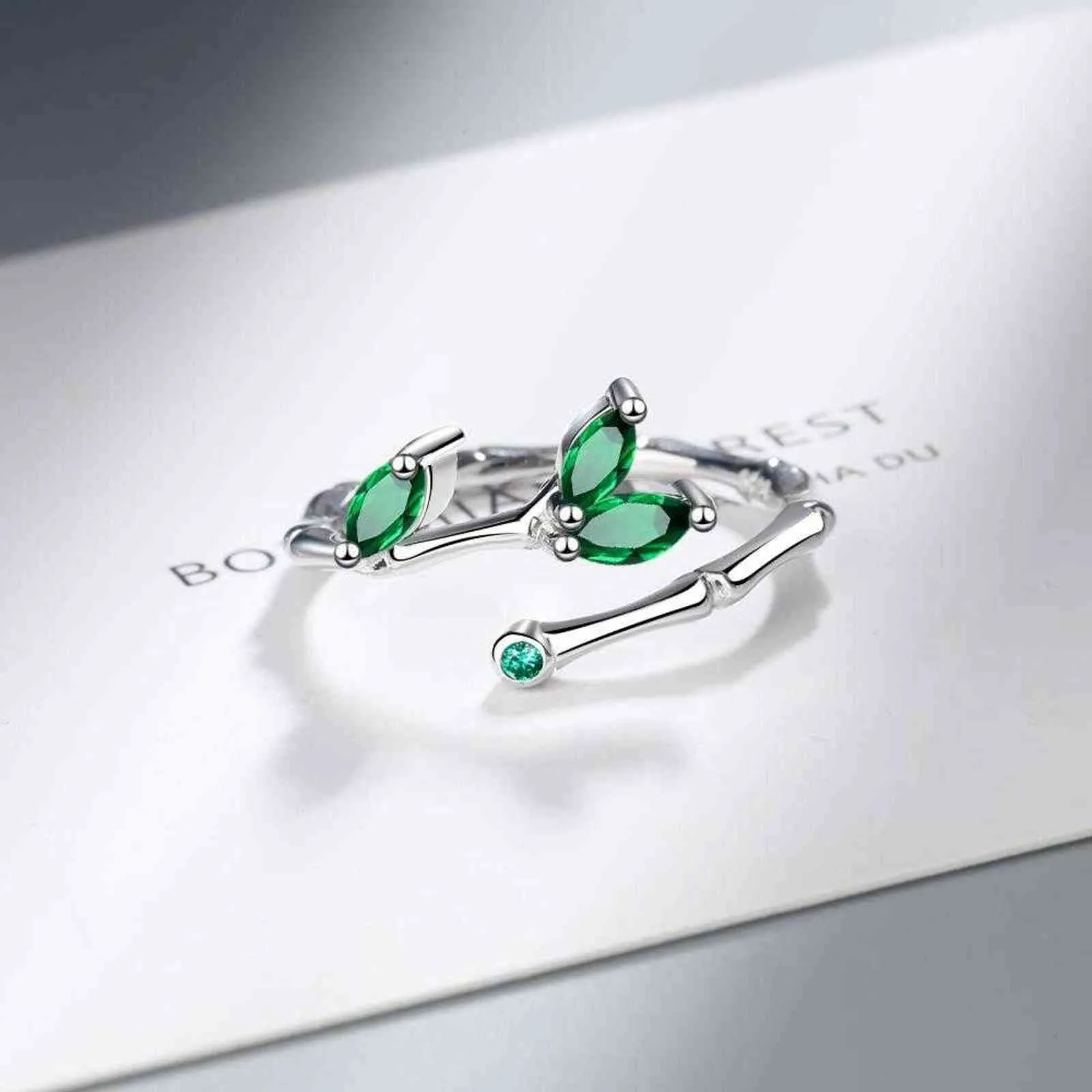 Todorova mode cristal vert Zircon feuilles Branches anneau pour femmes bijoux femme redimensionnable anneaux d'ouverture G1125