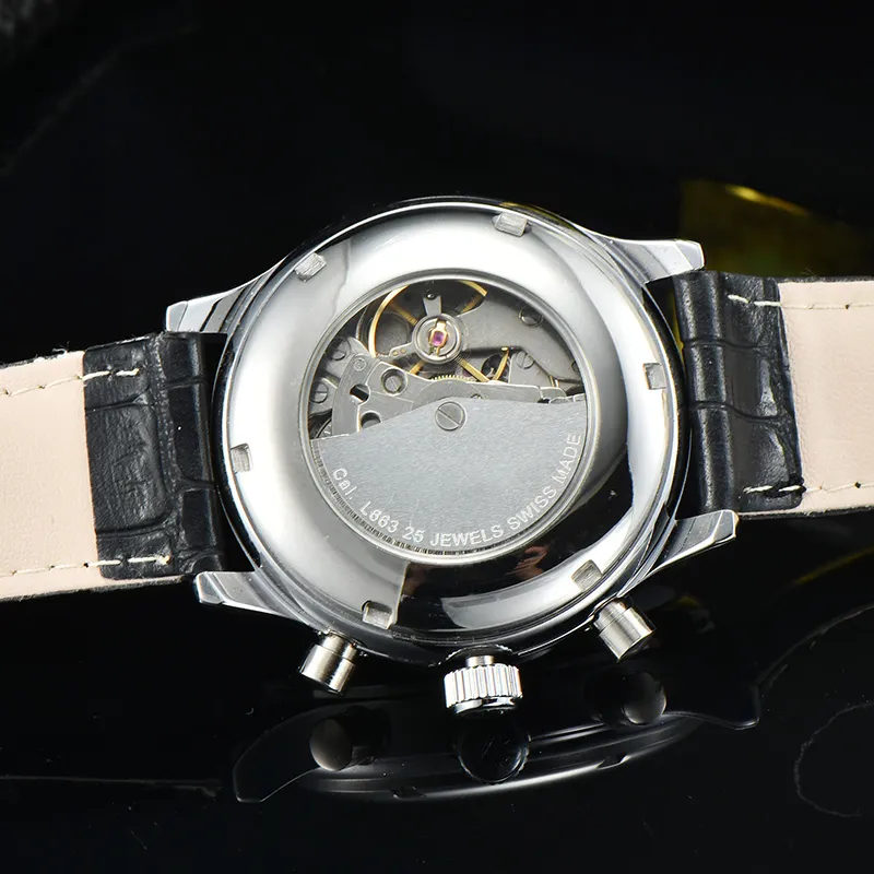 Automatisch uurwerk mechanisch horloge voor heren, alle wijzerplaat werkt met duidelijke achterkant, herenhorloges, roestvrijstalen band, functioneel polshorloge auto300D