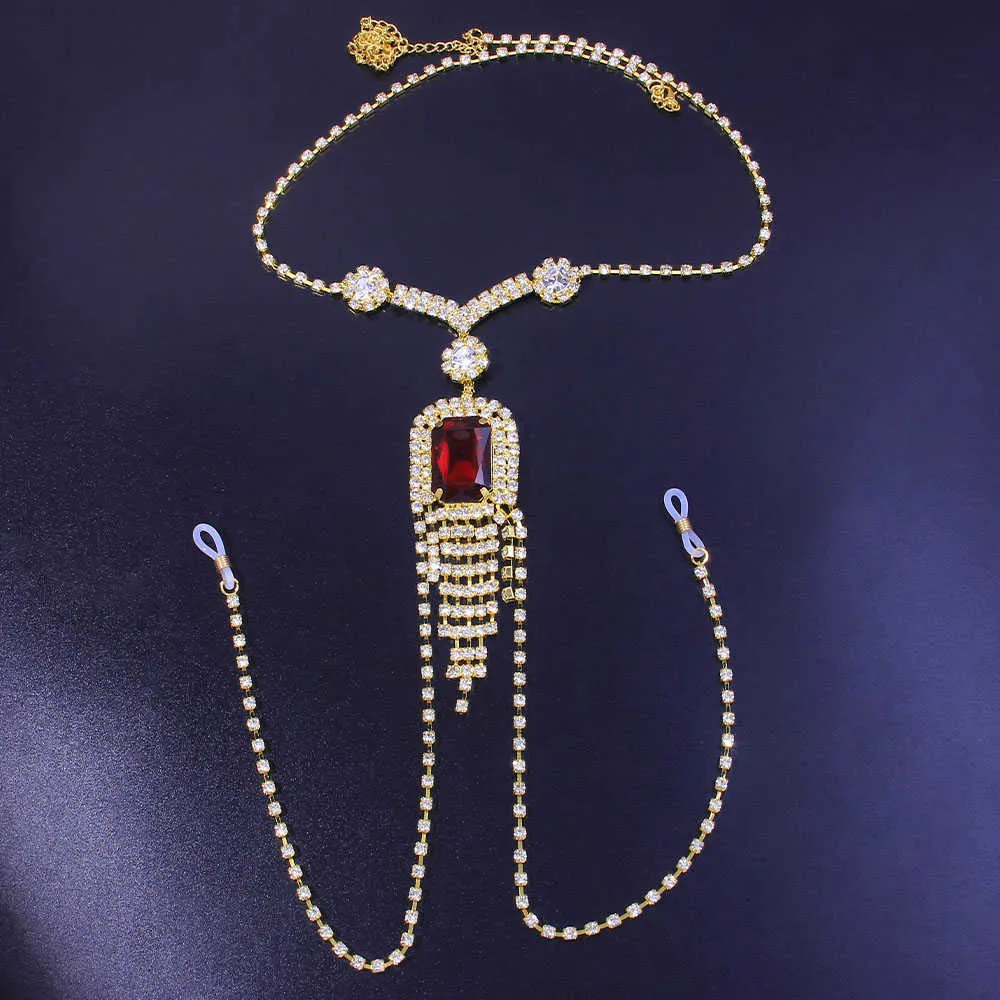 Stonefans rouge cristal soutien-gorge haut poitrine bijoux harnais femme collier strass corps Bikini or sexe mamelon chaîne