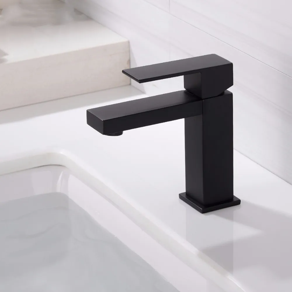 Vaste messing matte zwarte gootsteenmixers wasbasinkraan kranen badkamersbekken kranen warm en koud water mixer tap