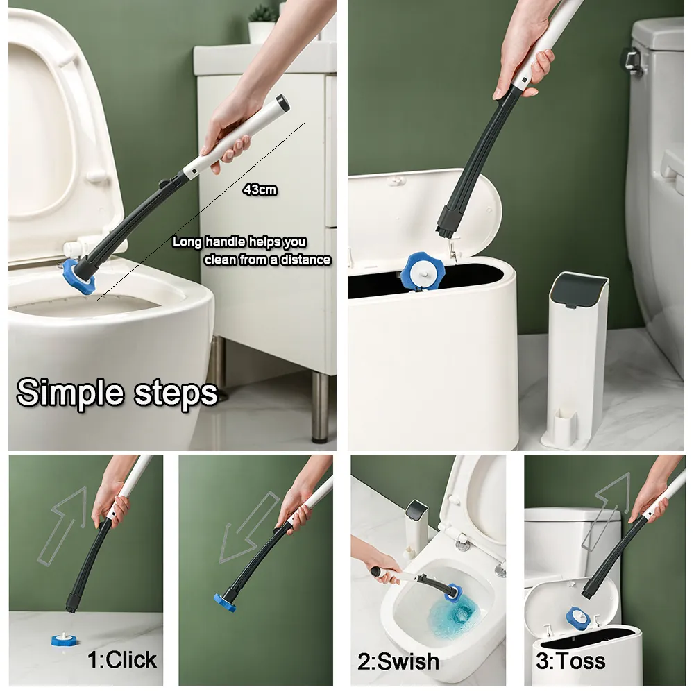 SDARISB Brosse de nettoyage jetable pour toilettes avec système de nettoyage pour salle de bain, toilettes et cuisine 2009232552