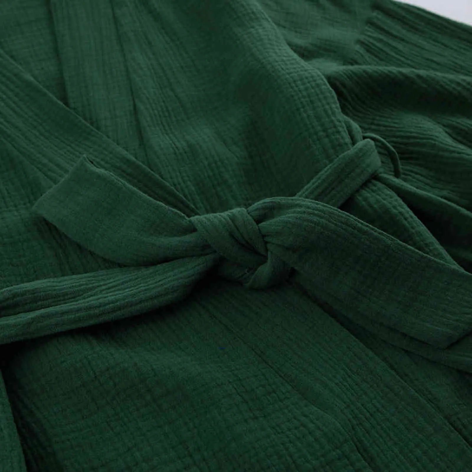 NHKDSASA Kimono pijama 100% algodão Crepe Calças de mangas compridas Senhoras Sleepwear Terno Feminino Serviço de Casa Mujer 211112